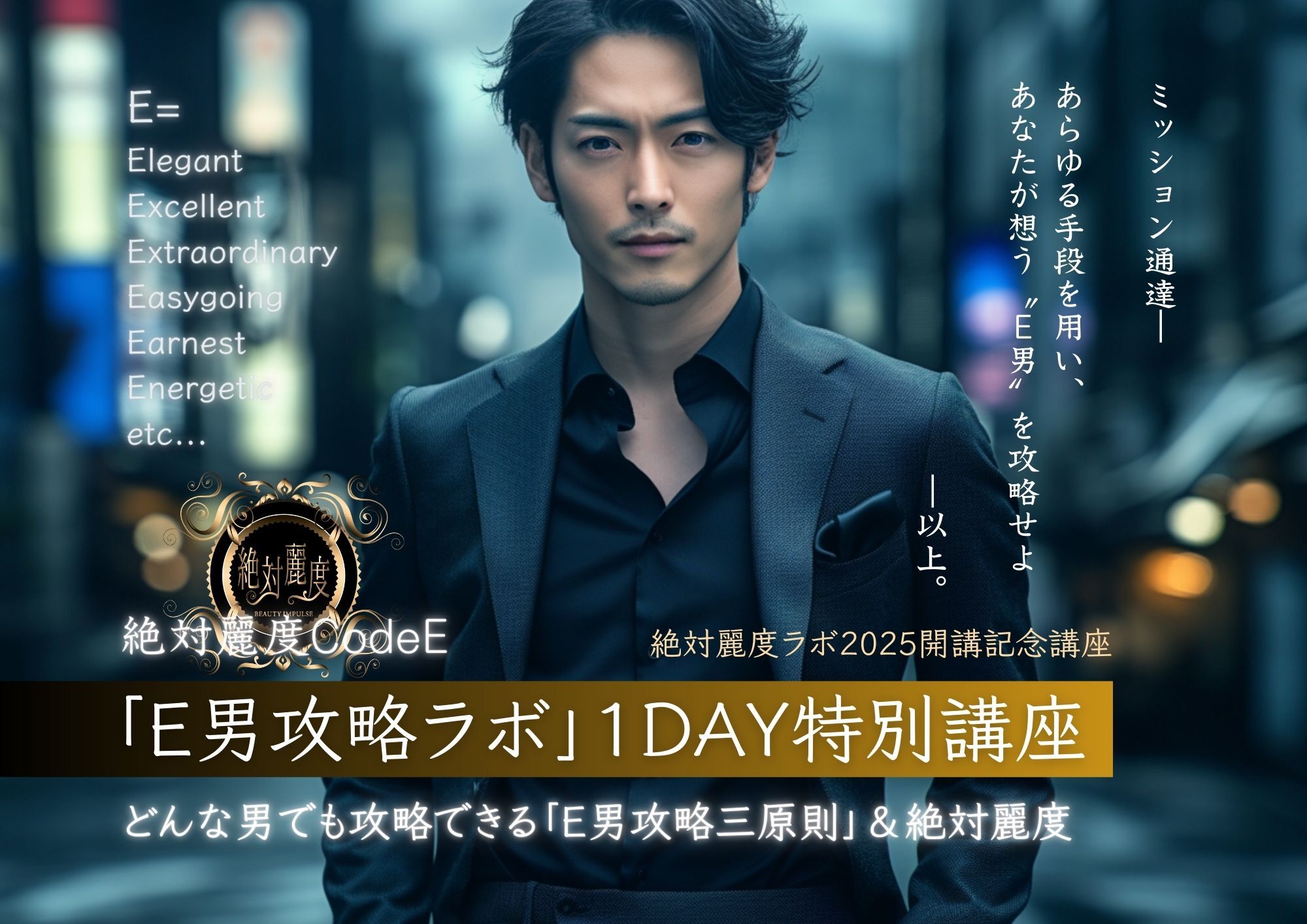 「E男攻略ラボ」１DAY特別講座〜どんな男でも攻略できる「E男攻略三原則」＆絶対麗度〜